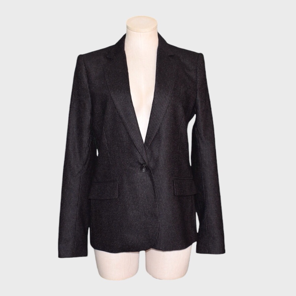 Theory Gabrielle Zeno Pinstripe Wool Blazer Jacket